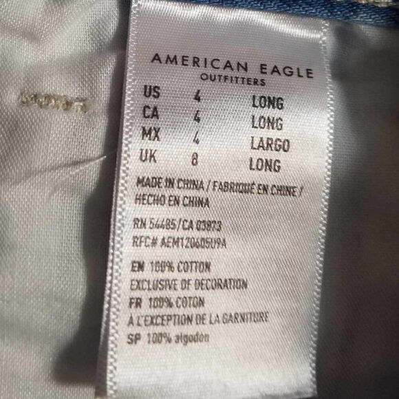 American Eagle Blue White Stripe Mom Jeans size 4 Long - Picture 3 of 12